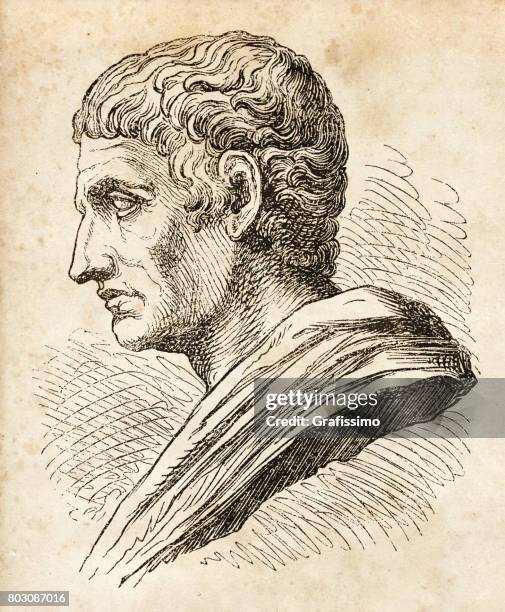 aristotle greek philosopher and scientist portrait - aristotle stock illustrations