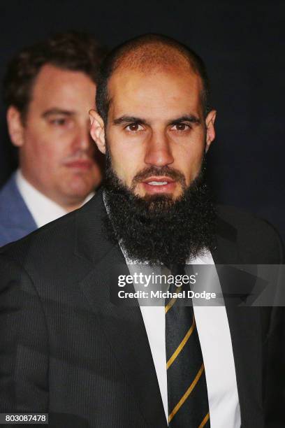 Bachar Houli of the Richmond Tigers arrives for the AFL appeal against his two week suspension at AFL House on June 29, 2017 in Melbourne, Australia.