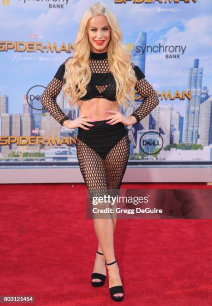 Gigi Gorgeous arrives at the premiere of Columbia Pictures' "Spider-Man: Homecoming" at TCL Chinese Theatre on June 28, 2017 in Hollywood, California.