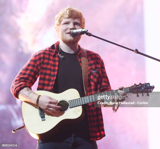 Ed Sheeran performs on day 4 of the Glastonbury Festival 2017 at Worthy Farm, Pilton on June 25, 2017 in Glastonbury, England.