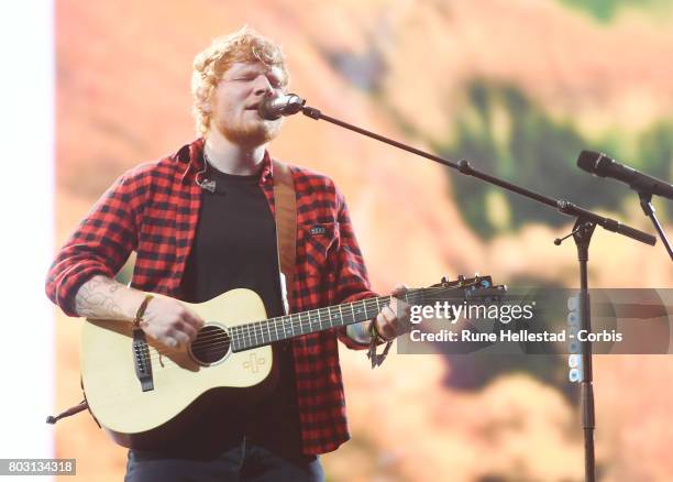 Ed Sheeran performs on day 4 of the Glastonbury Festival 2017 at Worthy Farm, Pilton on June 25, 2017 in Glastonbury, England.