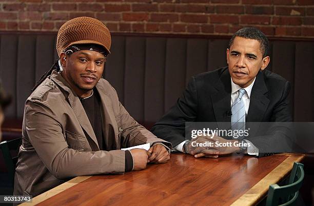 Presidential hopeful U.S. Sen. Barack Obama and MTV news correspondent Sway Calloway speaks to veterans of the Iraq war during MTV's "Choose Or Lose"...