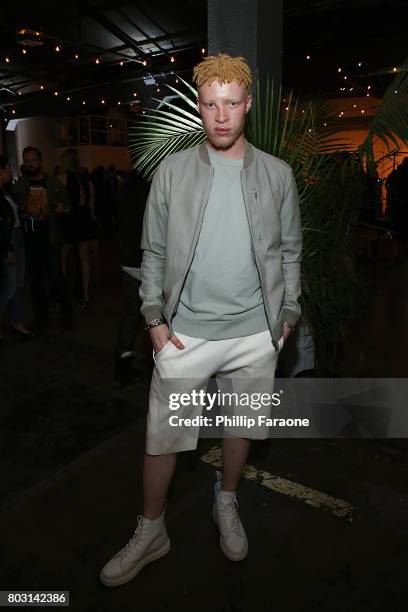 Model Shaun Ross attends AllSaints Ed Templeton Launch at LA Studios on June 28, 2017 in Hollywood, California.