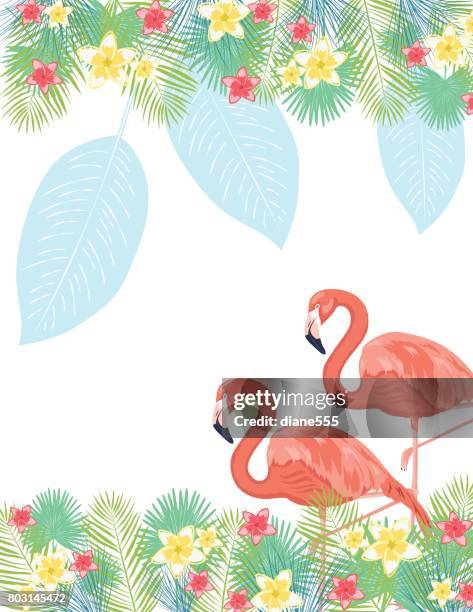 tropical plants background - flamingo pattern stock illustrations