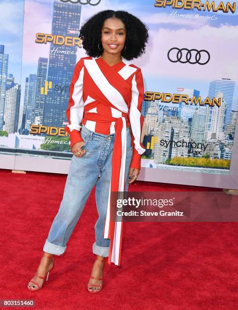 Yara Shahidi arrives at the Premiere Of Columbia Pictures' "Spider-Man: Homecoming" at TCL Chinese Theatre on June 28, 2017 in Hollywood, California.