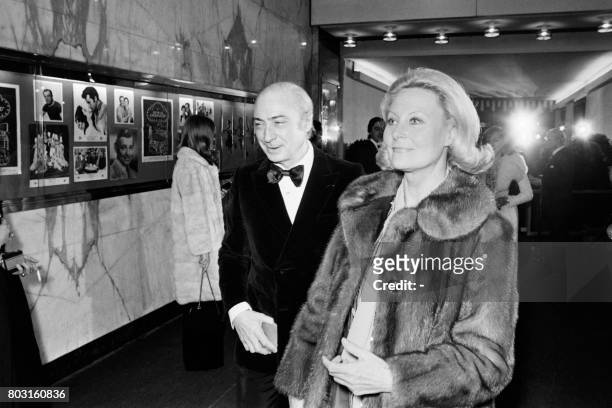 French director Gerard Oury and his wife French actress Michele Morgan attend the gala "Il était une fois Hollywood" on January 15, 1975 in Paris.