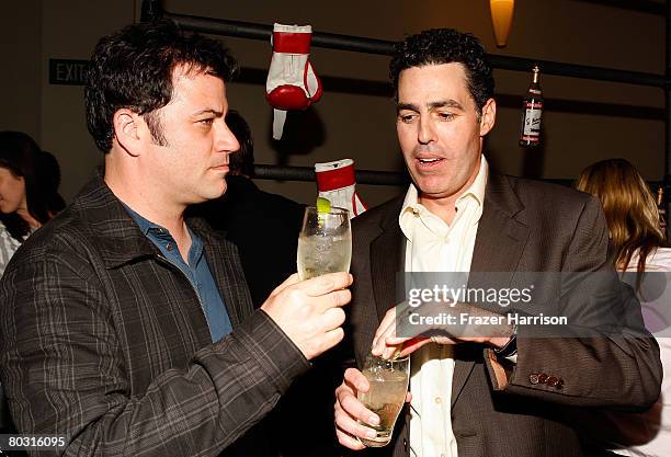Talk show host Jimmy Kimmel talks with director Eli Roth at the premiere after party of International Film Circuit's "The Hammer" on March 19, 2008...