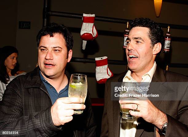 Talk show host Jimmy Kimmel talks with director Eli Roth at the premiere after party of International Film Circuit's "The Hammer" on March 19, 2008...