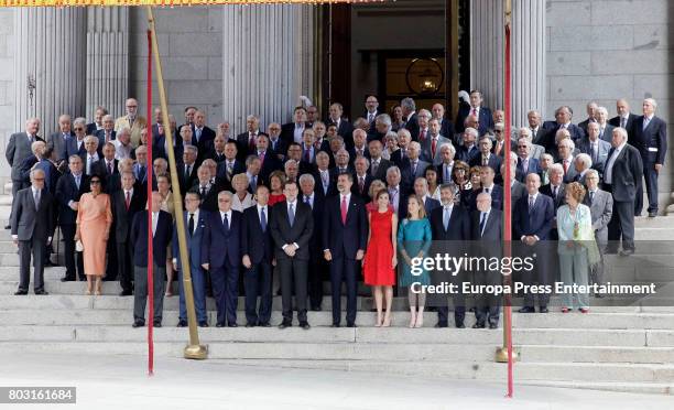 King Felipe of Spain and Queen Letizia of Spain attend the 40th legislative elections anniversary at Spanish parliament on June 28, 2017 in Madrid,...