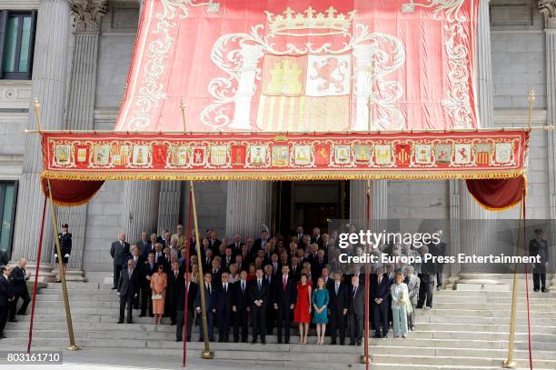 King Felipe of Spain and Queen Letizia of Spain attend the 40th legislative elections anniversary at Spanish parliament on June 28, 2017 in Madrid,...