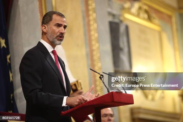 King Felipe of Spain attends the 40th legislative elections anniversary at Spanish parliament on June 28, 2017 in Madrid, Spain.