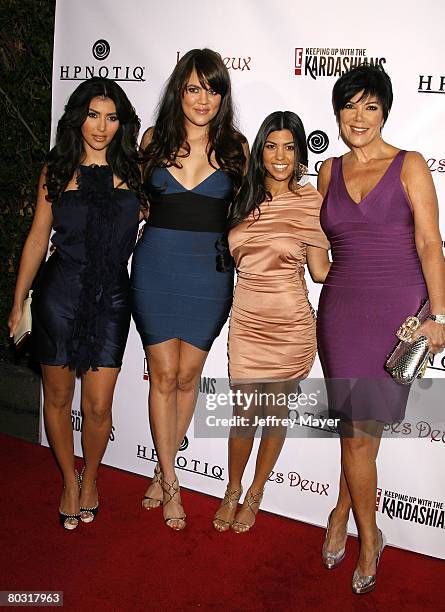 Socialites Kim Kardashian, Khloe Kardahian, Kourtney Kardashian and Kris Jenner arrive to the season 2 launch party "Keeping Up With The Kardashians"...