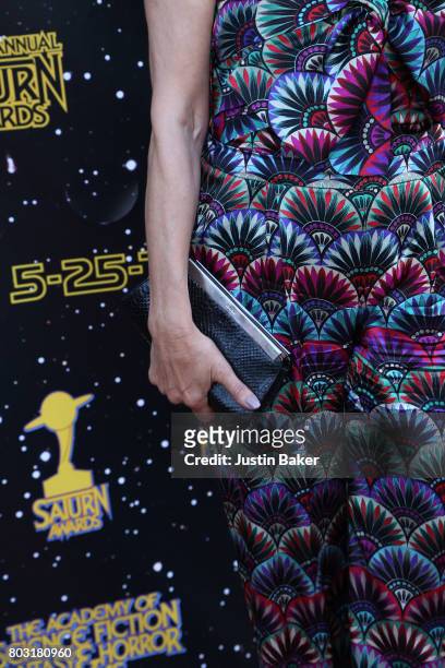 Shohreh Aghdashloo, purse detail, attends the 43rd Annual Saturn Awards at The Castaway on June 28, 2017 in Burbank, California.