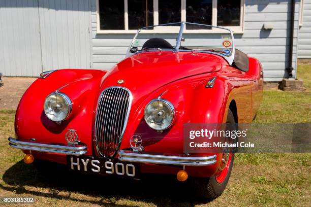 Jaguar XK 120 during The Brooklands Double Twelve Motorsport Festival at Brooklands Racing Circuit on June 17, 2017 in Weybridge, England.