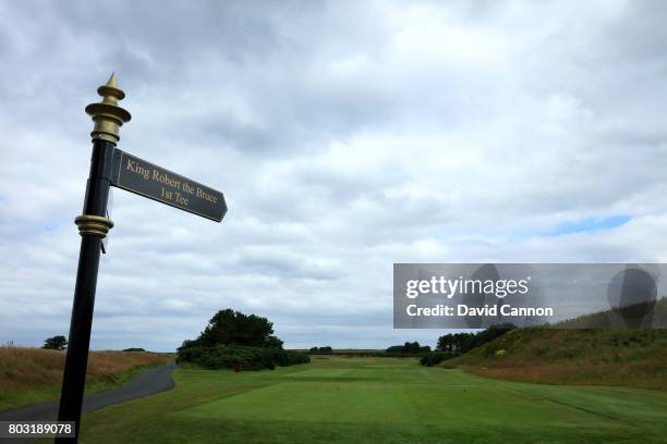 Sign towards the first of the newly opened King Robert the Bruce Course which was formerly known as the Kintyre Course that has been re-designed by...