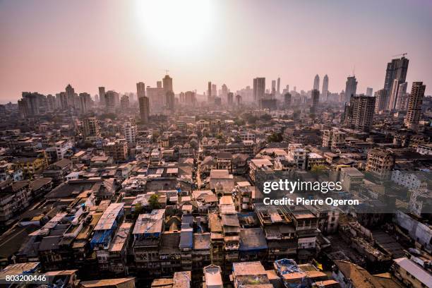 mumbai cityscape at grant road station, india - mumbai photos et images de collection