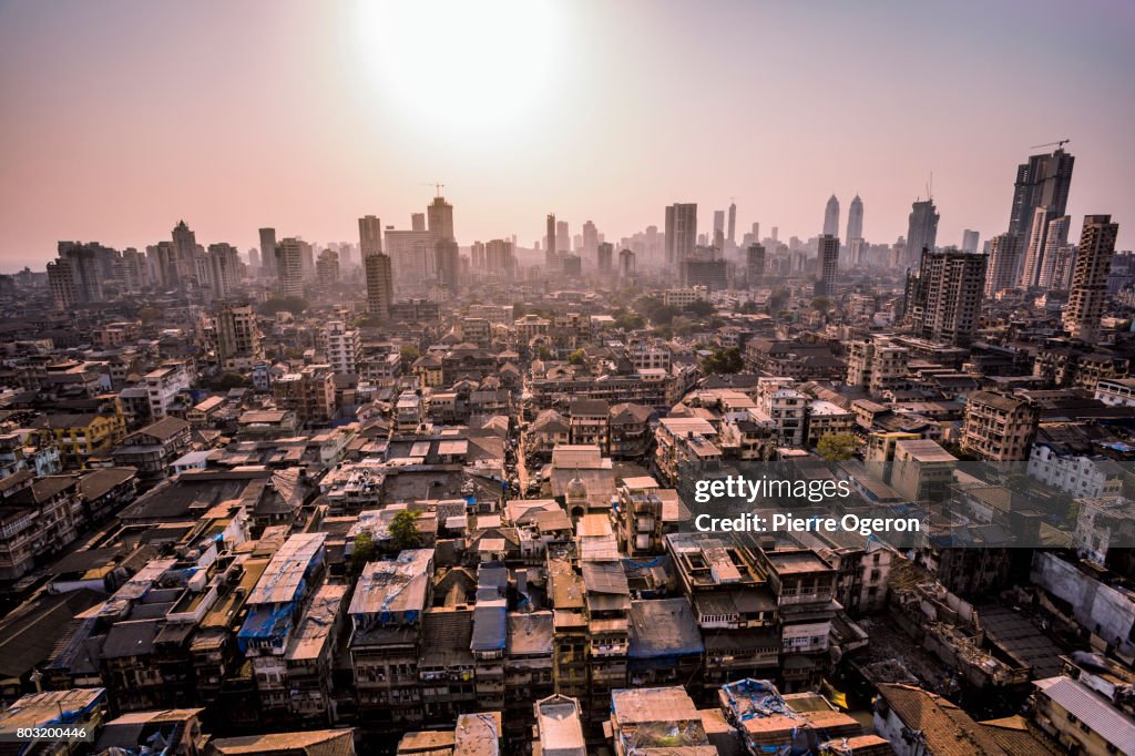 Mumbai cityscape at Grant Road Station, India