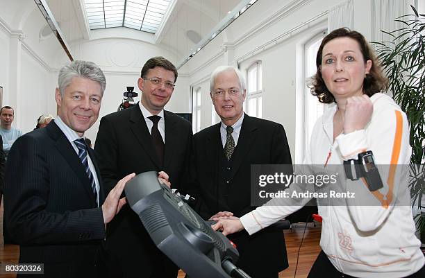 Doctor Thomas Wessinghage, Reinhard Clemens, Chief Executive Officer T-Systems, Johannes Voecking, Chairman 'BARMER' health insurance company and...