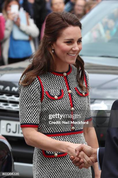 Catherine, Duchess of Cambridge arrives at the new V&A exhibition road quarter at Victoria & Albert Museum on June 29, 2017 in London, England. The...