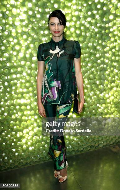Actress Shiva Rose, wearing Prada, attends the Los Angeles screening of "Trembled Blossoms" presented by Prada on March 19, 2008 in Beverly Hills,...