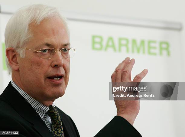 Johannes Voecking, Chairman 'BARMER' health insurance company, speaks during the presentation on March 20, 2008 in Berlin, Germany. T-Systems,...