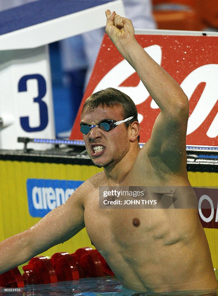 Germany's Paul Biedermann celebrates aft