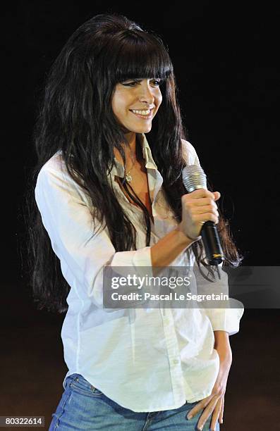 Singer Jenifer performs on stage during the Fight Aids Monaco Gala on March 20, 2008 in Monaco.