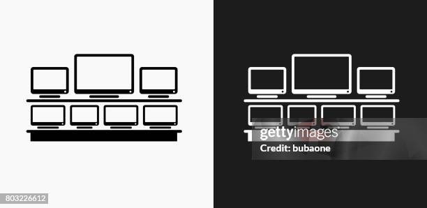 monitor displays icon on black and white vector backgrounds - multiple computer screens white background stock illustrations