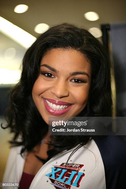 Singer Jordin Sparks attends the Official Super Bowl XLII Talent and Player Gift Lounge produced by the NFL and ON 3 Productions held at the Phoenix...