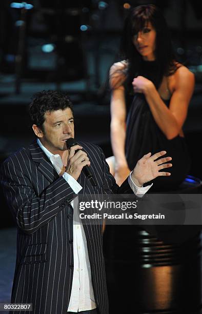 Singer Patrick Bruel performs on stage during the Fight Aids Monaco Gala on March 20, 2008 in Monaco.