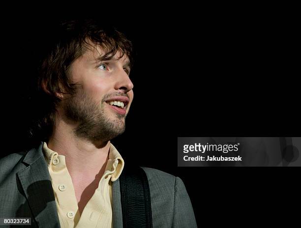 British singer and songwriter James Blunt performs live during a concert at the Max-Schmeling-Halle on March 20, 2008 in Berlin, Germany. The concert...