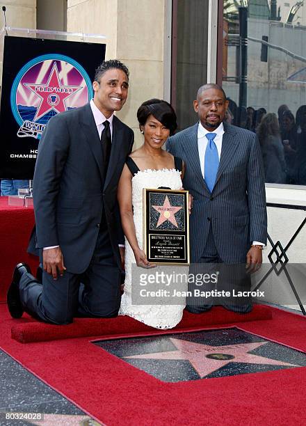 Forest Whitaker , Rick Fox and Angela Bassett attend the ceremony for Angela Basset's Star on the Hollywood Walk of Fame held on Hollywood Blvd on...