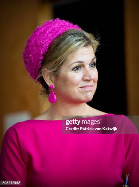 Queen Maxima of The Netherlands visits Architecture Museum Nagele during their region visit to Noord-Oost Flevoland on June 29, 2017 in Urk,...