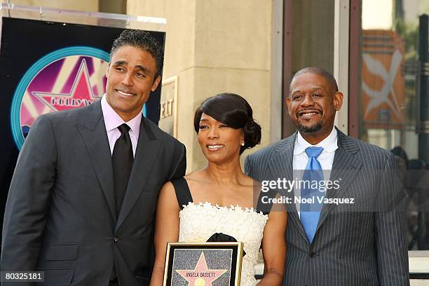 Angela Bassett , Rick Fox , and Forest Whitaker attend the ceremony honoring Angela with a star on the Hollywood Walk of Fame on March 20, 2008 in...