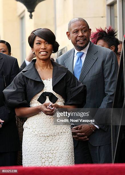 Angela Bassett and Forest Whitaker attend the ceremony honoring Angela with a star on the Hollywood Walk of Fame on March 20, 2008 in Hollywood,...