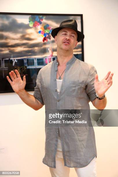 Artist David Drebin during the 'David Drebin: Smoke & Mirrors' exhibition opening at Only Art Club on June 29, 2017 in Hamburg, Germany.