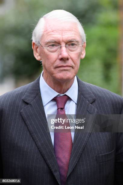 Sir Martin Moore-Bick leaves the Parish of St Clement church after meeting local residents on June 29, 2017 in London, England. The retired Court of...