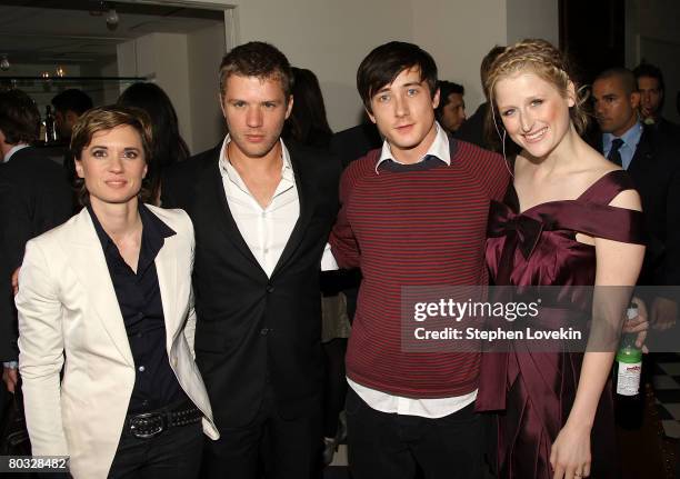 Director Kimberly Pierce, actor Ryan Phillippe, actor Alex Frost, and actress Mamie Gummer attend the after-party for a screening of "Stop-Loss"...