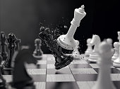 black and white chess battle