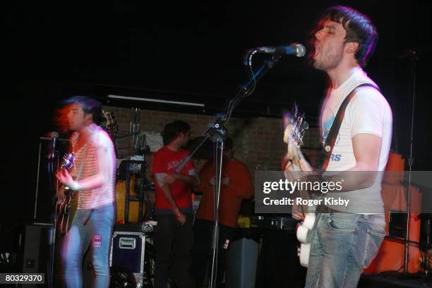 Guitarist/Singer Ryan Jarman and bassist/singer Gary Jarman of The Cribs perform onstage at The Music Hall of Williamsburg on March 20, 2008 in...