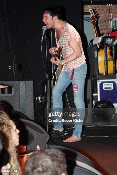 Singer/guitarist Ryan Jarman of The Cribs performs onstage at The Music Hall of Williamsburg on March 20, 2008 in Brooklyn, New York.