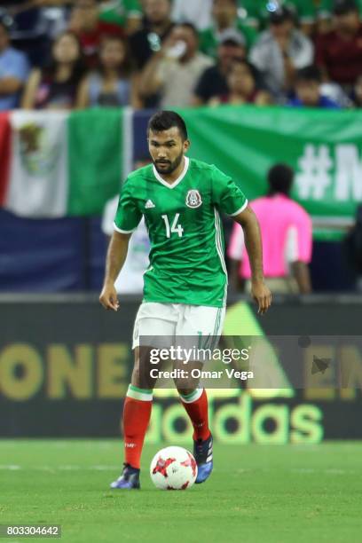 Hedgardo Marin of Mexico drives the ball during the friendly match between Mexico and Ghana at NRG Stadium on June 28, 2017 in Houston, Texas.