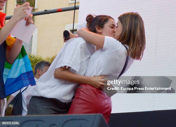 Dulceida and Alba Paul during the opening speech at the Madrid World Pride 2017 on June 28, 2017 in Madrid, Spain.