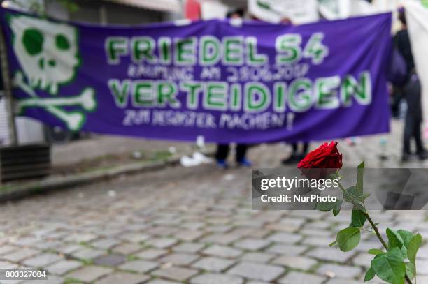 Rose stands in front of a transparent in Berlin, Germany on 29 June 2017. The shop in the district Neuklln was terminated in April 2016. After failed...