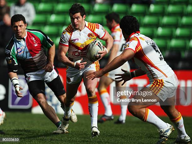 Clint Greenshields of the Catalan Dragons in action during the engage Super League match between Harlequins RL and Catalan Dragons at The Stoop on...