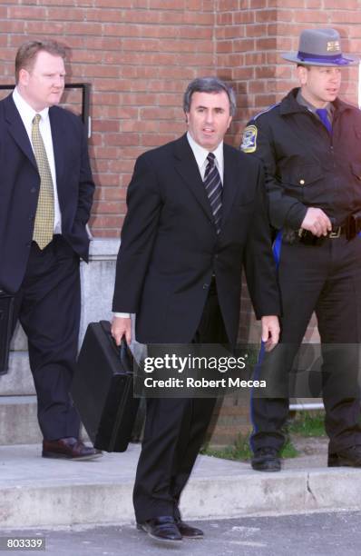 Mickey Sherman, defense attorney for Michael Skakel, leaves the Stamford, Connecticut courthouse, April 18 where Skakel is facing charges in the...