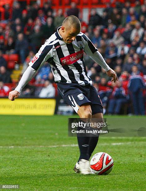 Kevin Phillips of West Brom scores a goal to level the scores at 1-1 during the Coca Cola Championship match between Charlton Athletic and West...