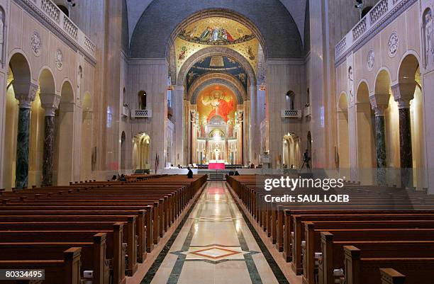 The Great Upper Church at the Basilica of the National Shrine of the Immaculate Conception on the campus of Catholic University is seen in...