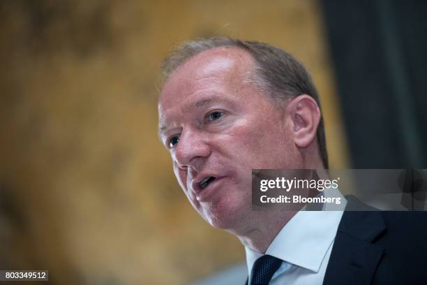 Mike Flewitt, chief executive officer of McLaren Automotive Ltd., speaks during a financial results news conference at the Goodwood Festival of...