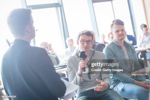 Sven Soederberg of Spirit of Football talks during the DFB Culture Foundation - Jubilee Meeting at Millerntor Stadium on June 29, 2017 in Hamburg,...